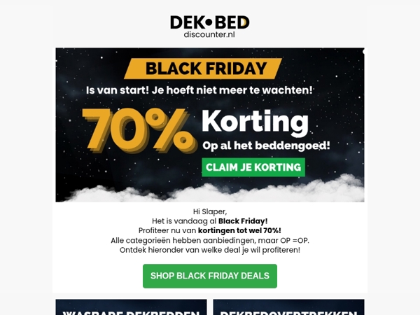 Slaper voorkom de Black Friday drukte
