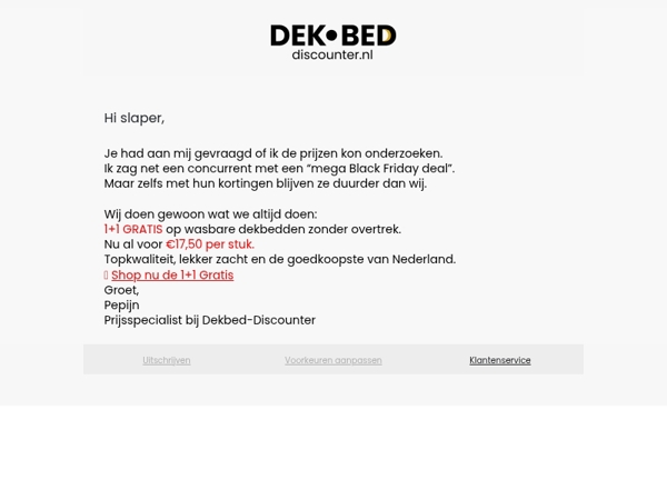 Slaper wij zijn nog steeds de goedkoopste!