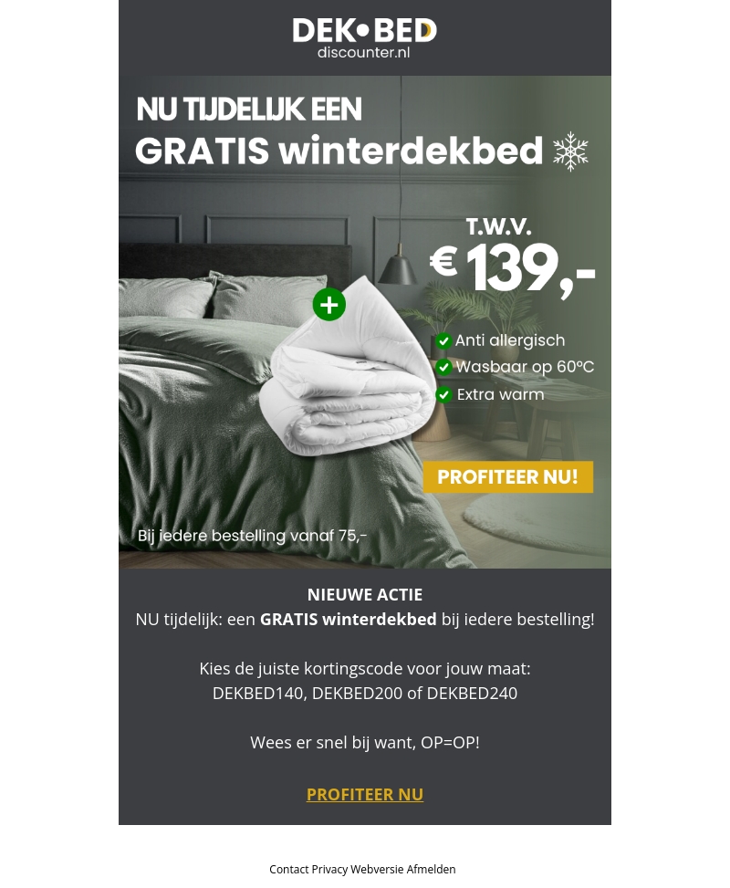 GRATIS winterdekbed is terug! ❄️ (t.w.v. €139,-) GRATIS winterdekbed is terug! ❄️ (t.w.v. €139,-)