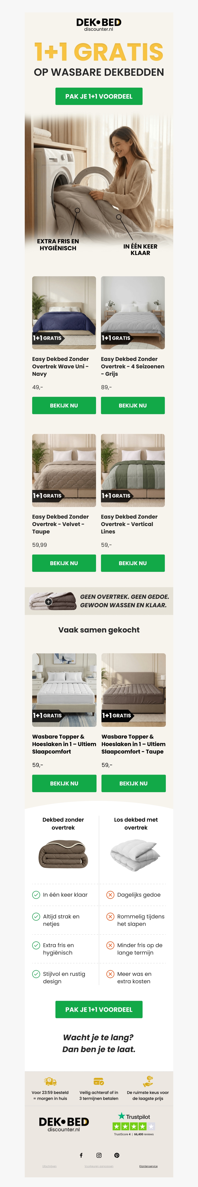 🆓 1+1 GRATIS op wasbare dekbedden 🆓 1+1 GRATIS op wasbare dekbedden