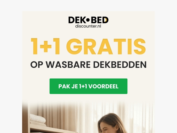 🆓 1+1 GRATIS op wasbare dekbedden