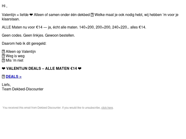 ❤️ 14 feb: alle maten €14