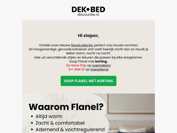50% korting op flanel!