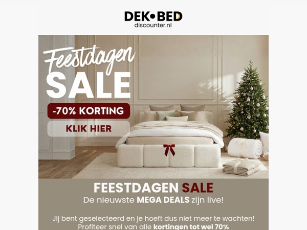 Feestdagen Sale! 70% korting
