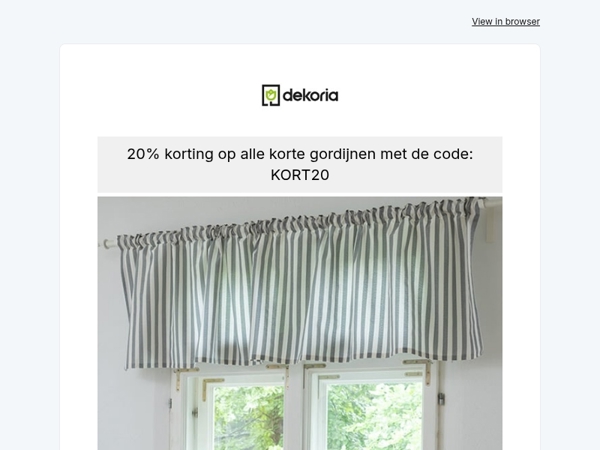 Happy Weekend 🎉 20% korting op alle korte gordijnen 🎁