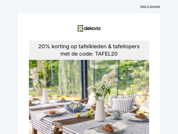 Happy Weekend! 🎉 20% korting op tafelkleden & tafellopers 🎁