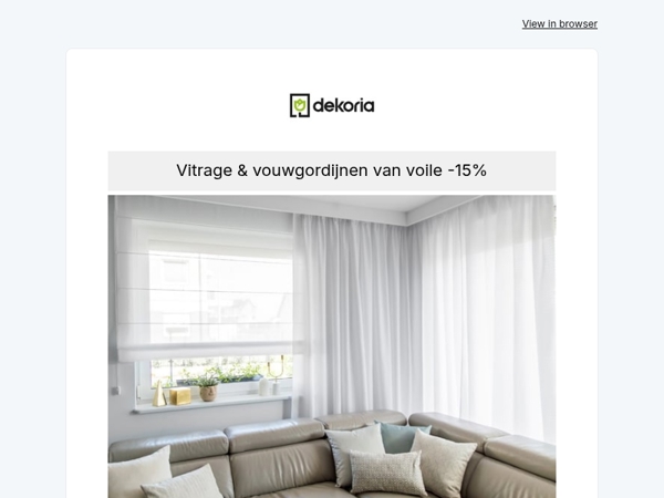 🪟 Luchtig, licht, losjes: vitrage & vouwgordijnen van voile -15 %