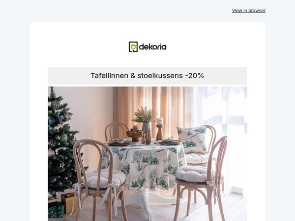 🎄 Feestelijke decoratie: -20% op tafellinnen & stoelkussens