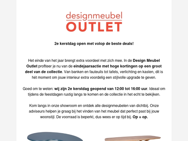 Eindejaars GÉÉÉÉÉKTE bij Gilsing Wonen vijftig procent korting in de outlet