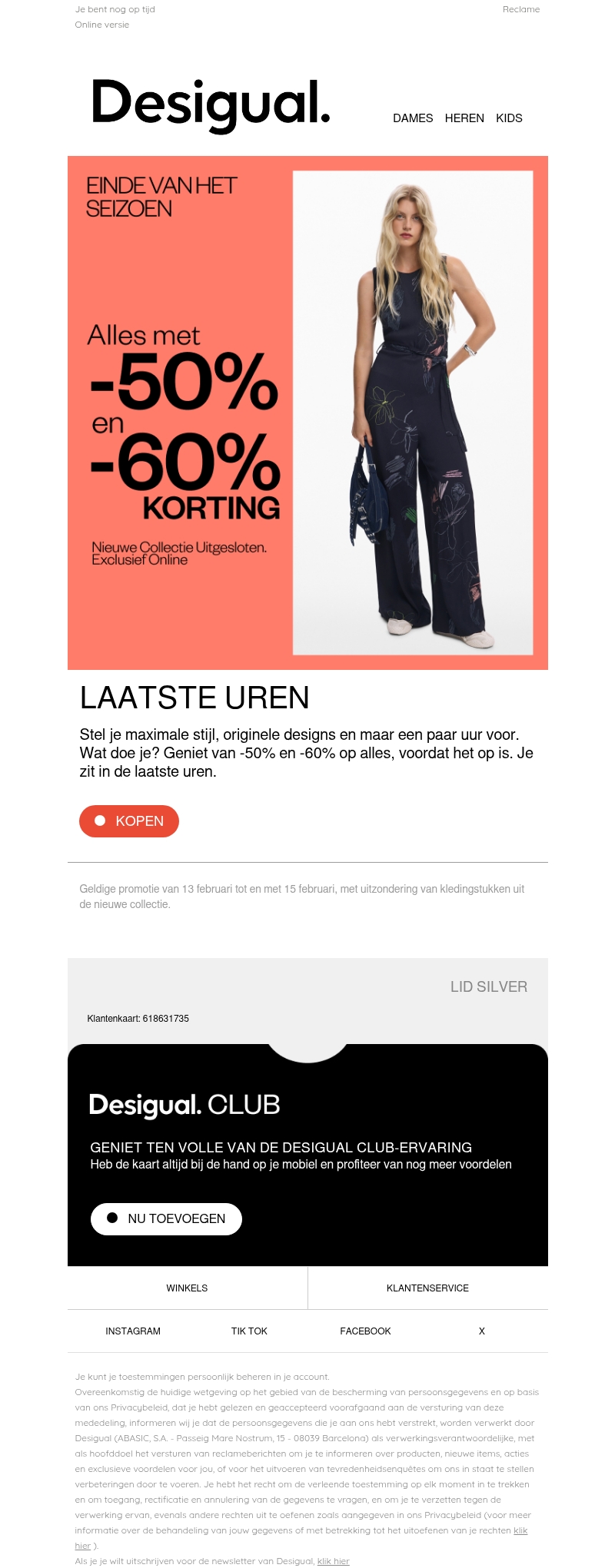 LAATSTE UREN MET -50% en -60% LAATSTE UREN MET -50% en -60%