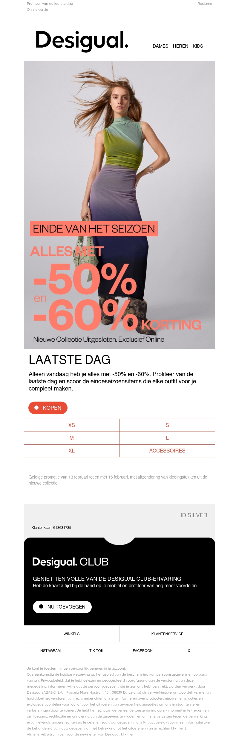 Alles -50% en -60%. Eindigt vandaag! Alles -50% en -60%. Eindigt vandaag!
