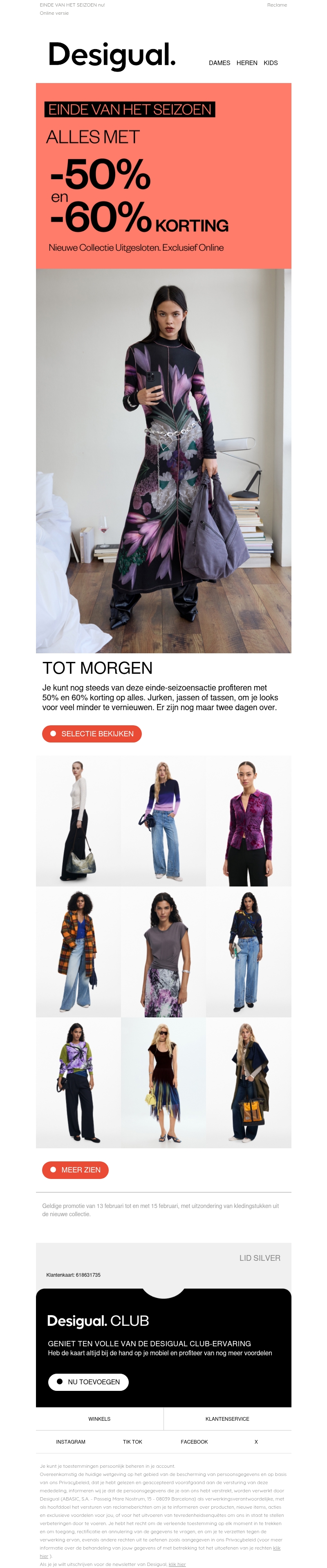 Alles -50% en -60% alleen tot morgen Alles -50% en -60% alleen tot morgen