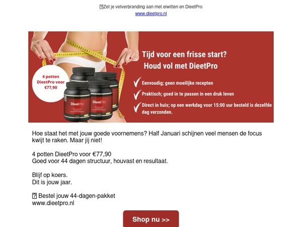 Meer dan een maand lang DieetPro voor €77,90