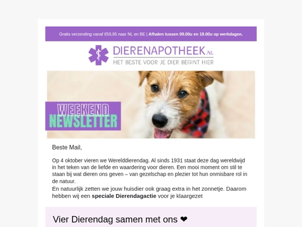 π Speciaal voor Dierendag: cadeaubon + extra korting
