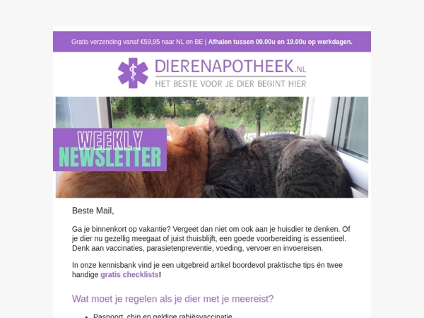 🐾 Checklist nodig? Zo bereid je je dier goed voor op de vakantie