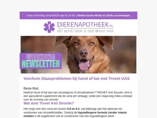 🧪 Dit weekend 10% korting op TROVET UAS