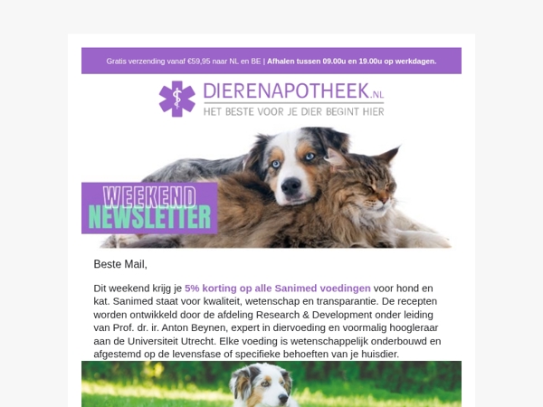 5% korting op alle Sanimed voedingen – alleen dit weekend 🎉