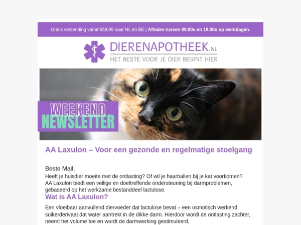 Hulp bij verstopping of haarballen? Nu 10% korting op Laxulon!