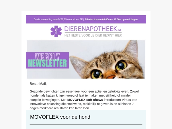 🐾 Nu 5% korting op MOVOFLEX voor hond én kat!