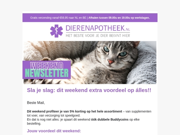 🐾 Extra voordeel: dit weekend 5% korting op alles!