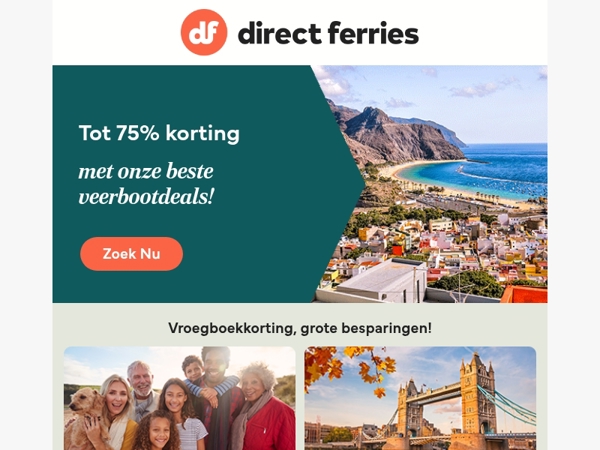 Tot 75% korting met onze beste veerbootdeals!