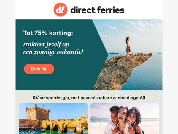 Tot 75% korting: trakteer jezelf op een zonnige vakantie!
