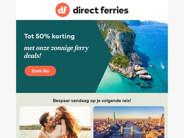 Tot 50% korting met onze zonnige ferry deals!