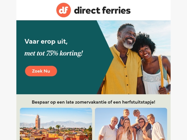 Vaar erop uit, met tot 75% korting!