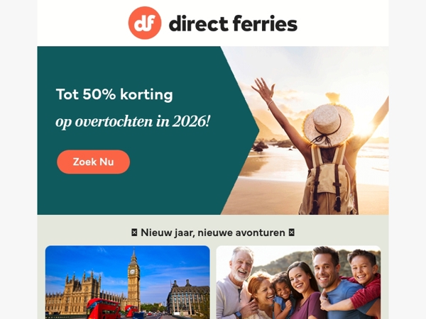 Tot 50% korting op overtochten in 2026!