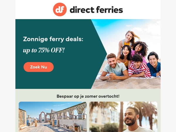 Zonnige ferry deals: tot 75% korting!