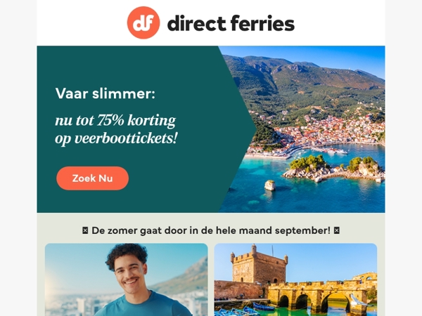 Vaar slimmer: nu 75% korting op veerboottickets!