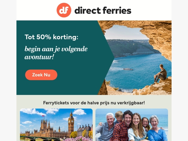 Tot 50% korting: begin aan je volgende avontuur!