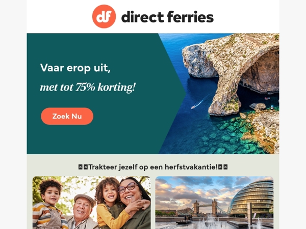 Vaar erop uit, met tot 75% korting!