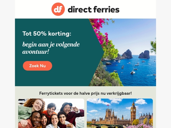 Tot 50% korting: begin aan je volgende avontuur!