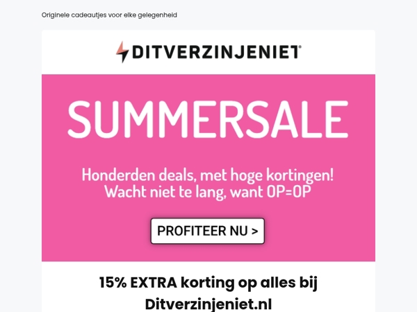 SUMMERSALE: 15% EXTRA korting op ALLES 🚀