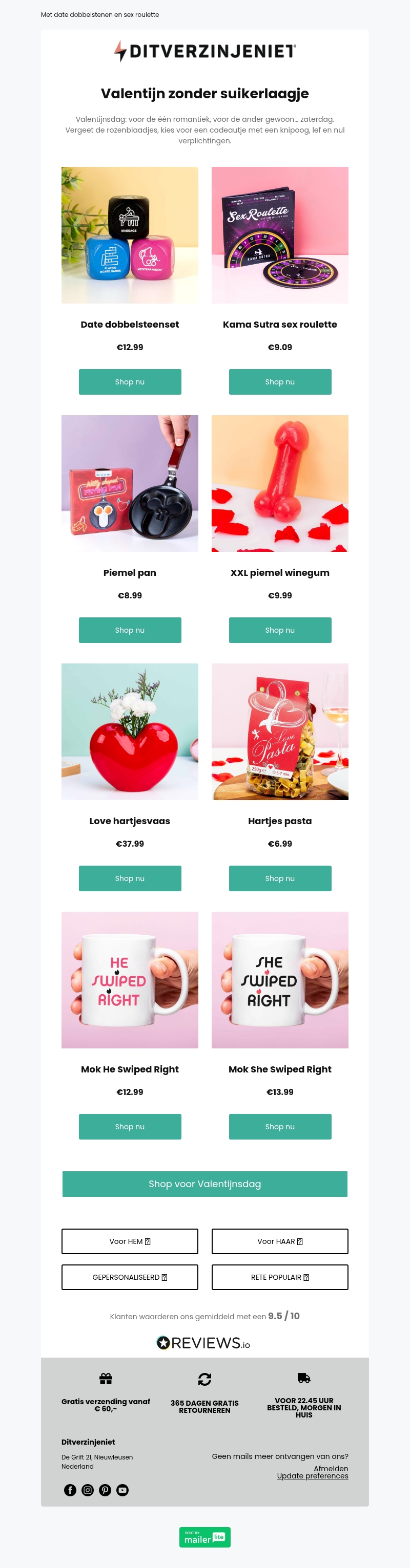 Vergeet Valentijnsdag niet: met deze cadeautjes scoor je altijd ๐ Vergeet Valentijnsdag niet: met deze cadeautjes scoor je altijd ๐