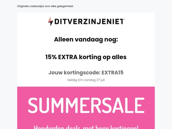 Laatste kans: 15% EXTRA korting 😇