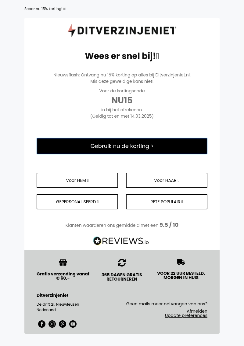 Jouw 15% korting verloopt binnenkort! ⏳🔥 Jouw 15% korting verloopt binnenkort! ⏳🔥