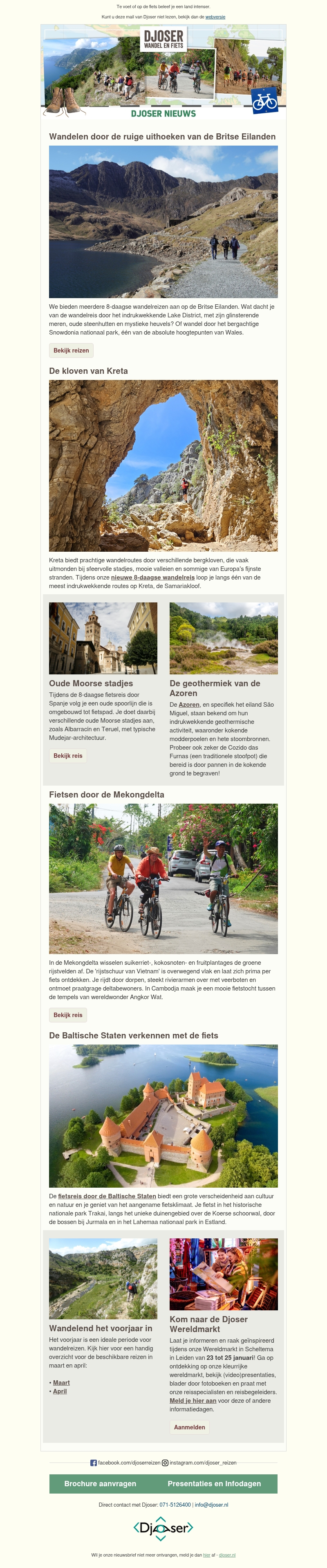 Wandelen in Brittannië | Mekongdelta op de fiets | Djoser Wereldmarkt Wandelen in Brittannië | Mekongdelta op de fiets | Djoser Wereldmarkt