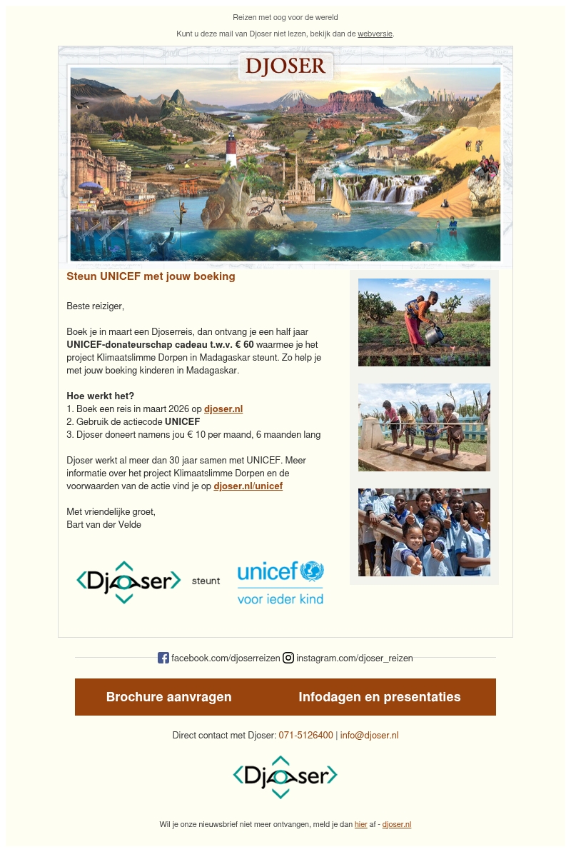 Steun UNICEF met jouw boeking Steun UNICEF met jouw boeking