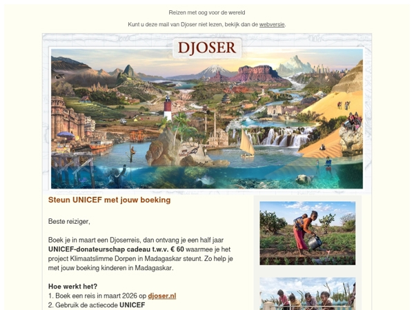 Steun UNICEF met jouw boeking