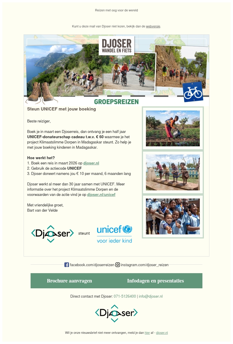 Steun UNICEF met jouw boeking Steun UNICEF met jouw boeking