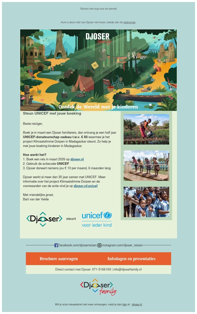 Steun UNICEF met jouw boeking Steun UNICEF met jouw boeking