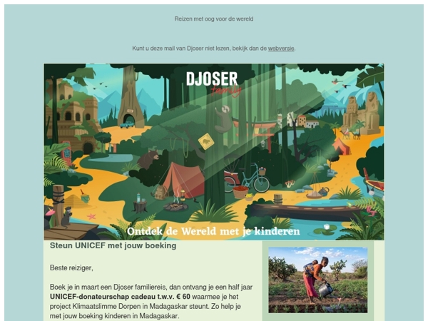 Steun UNICEF met jouw boeking