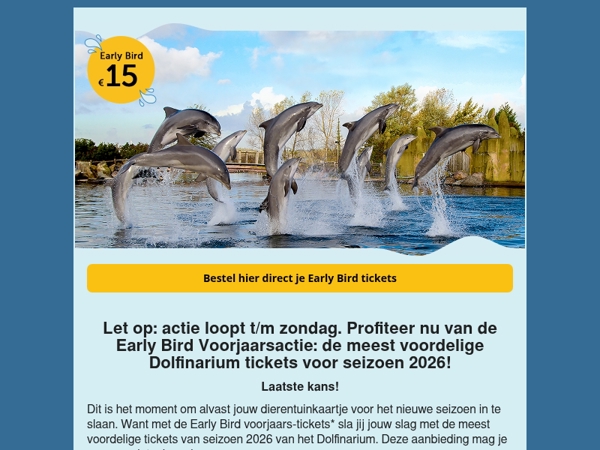 Laatste weekend Early Birds! 🐦