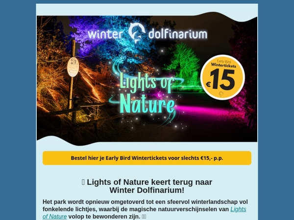 ❄️🐬 Early Bird Wintertickets! €15 p.p.