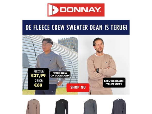Donnay Sweater Dean weer op voorraad: dé essential voor elke garderobe💯🛒