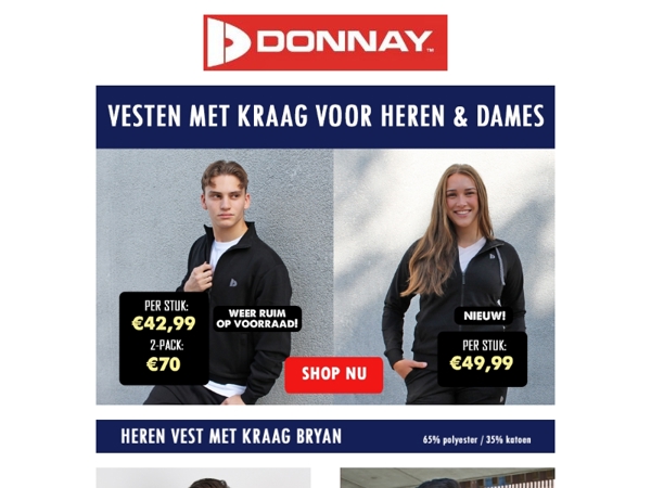 Ontdek de nieuwe Donnay vesten met kraag!🔥
