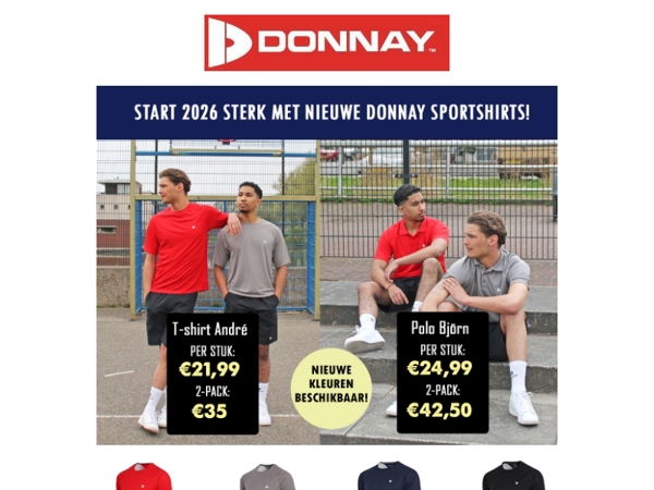 Start 2026 sterk met nieuwe Donnay sportshirts! 🏋️‍♀️🔥
