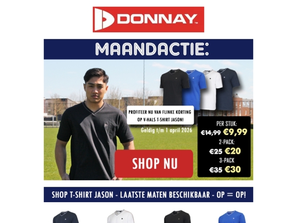 🔥 MAANDACTIE: Donnay T-shirt Jason nu met flinke korting – OP = OP!